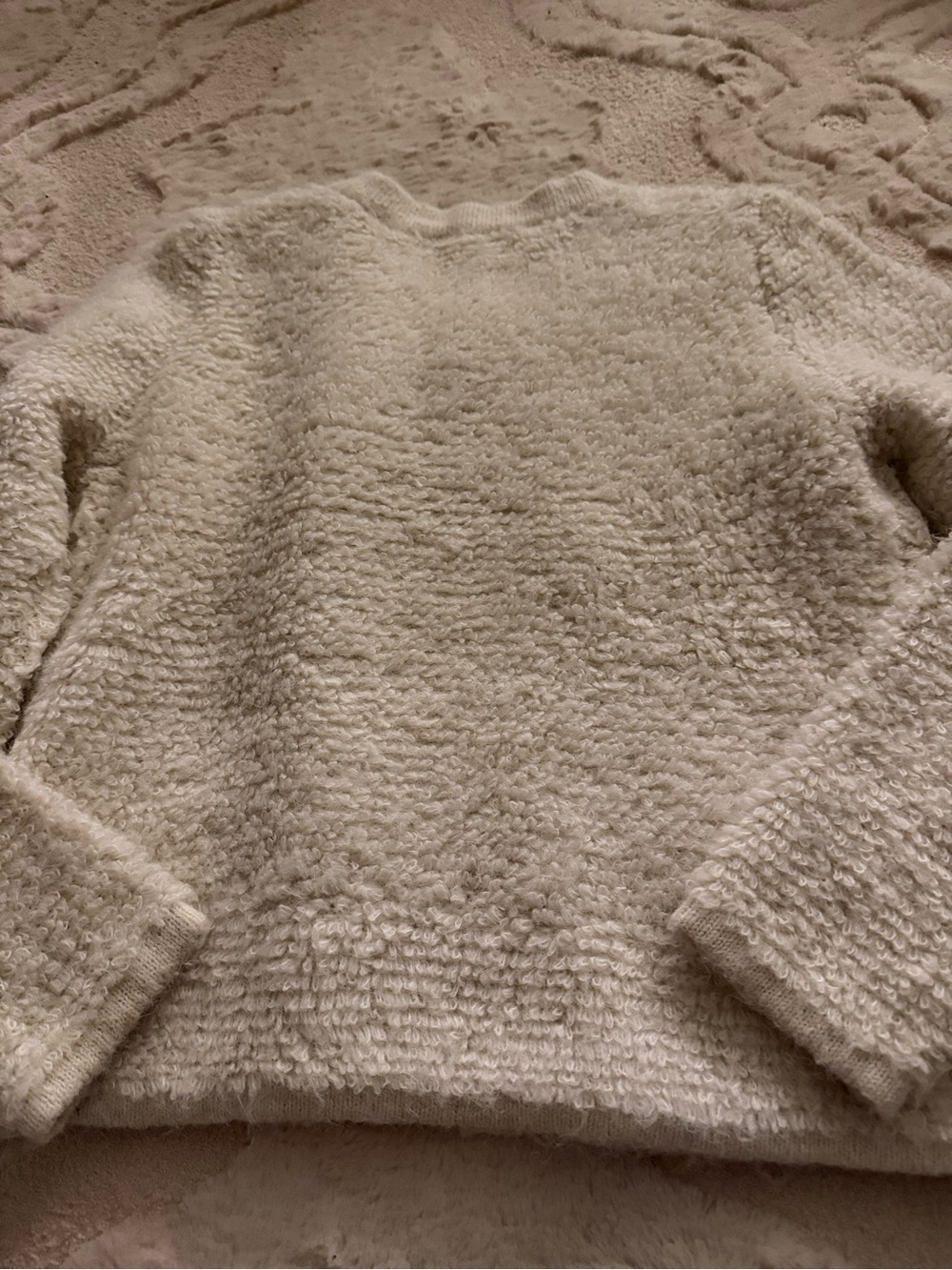 Lucky Brand Cream Teddy Jacket - Plush Loop Knit
